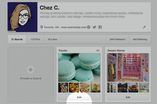 Select a Pinterest board you want to add a contributor on
