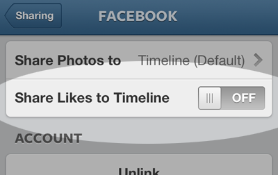 Turn off Share Likes to Timeline option