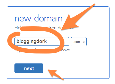Enter domain name on BlueHost