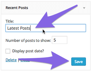Configure widget settings for latest posts