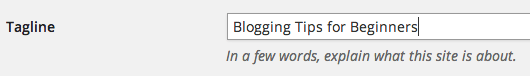 Wordpress Blog Tagline