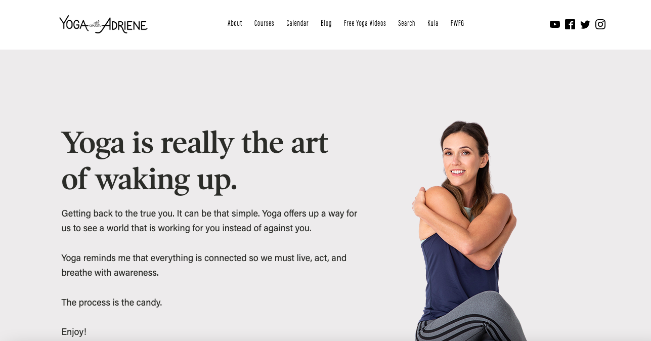 yoga with adriene landing page