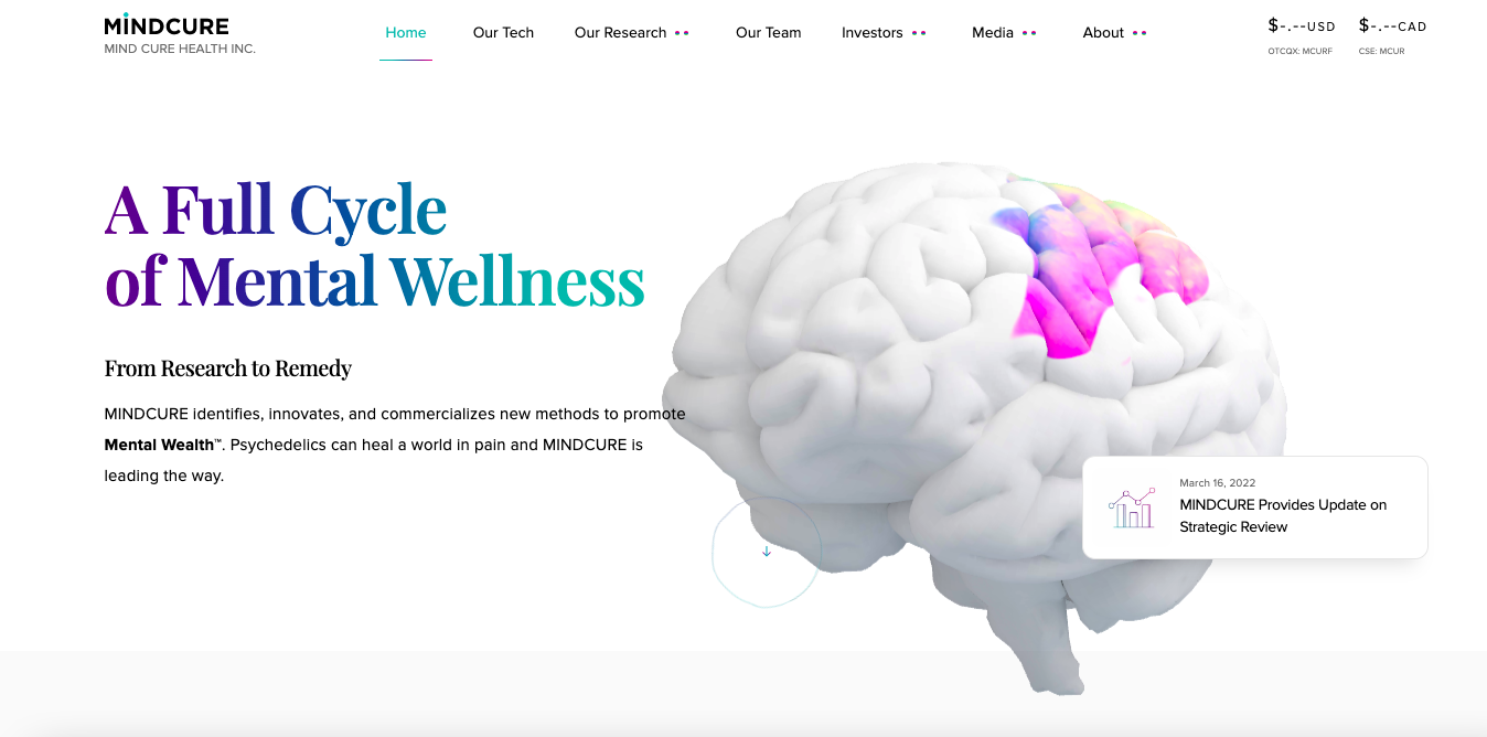 Mind Cure Biotech Website Examples